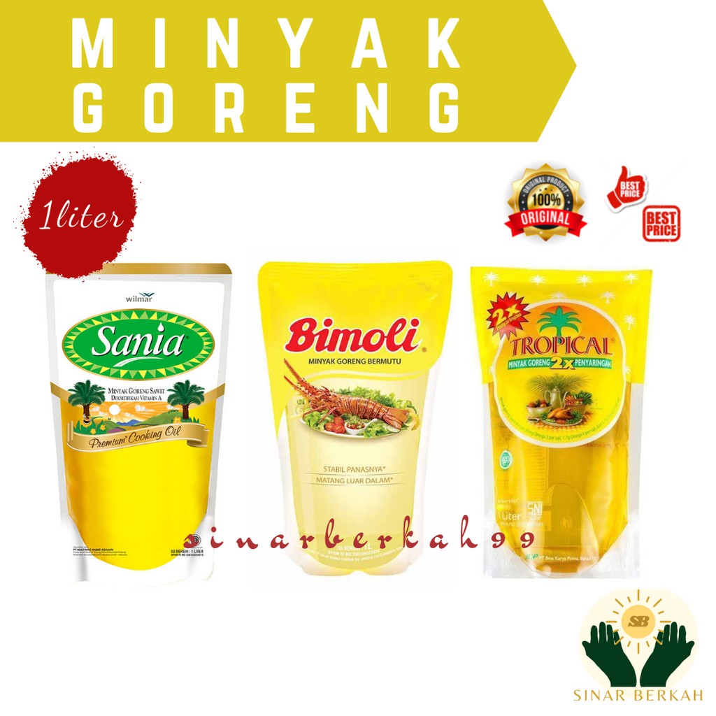 Jual Minyak Goreng Bimoli Liter L Sania Liter Tropical Liter Shopee Indonesia