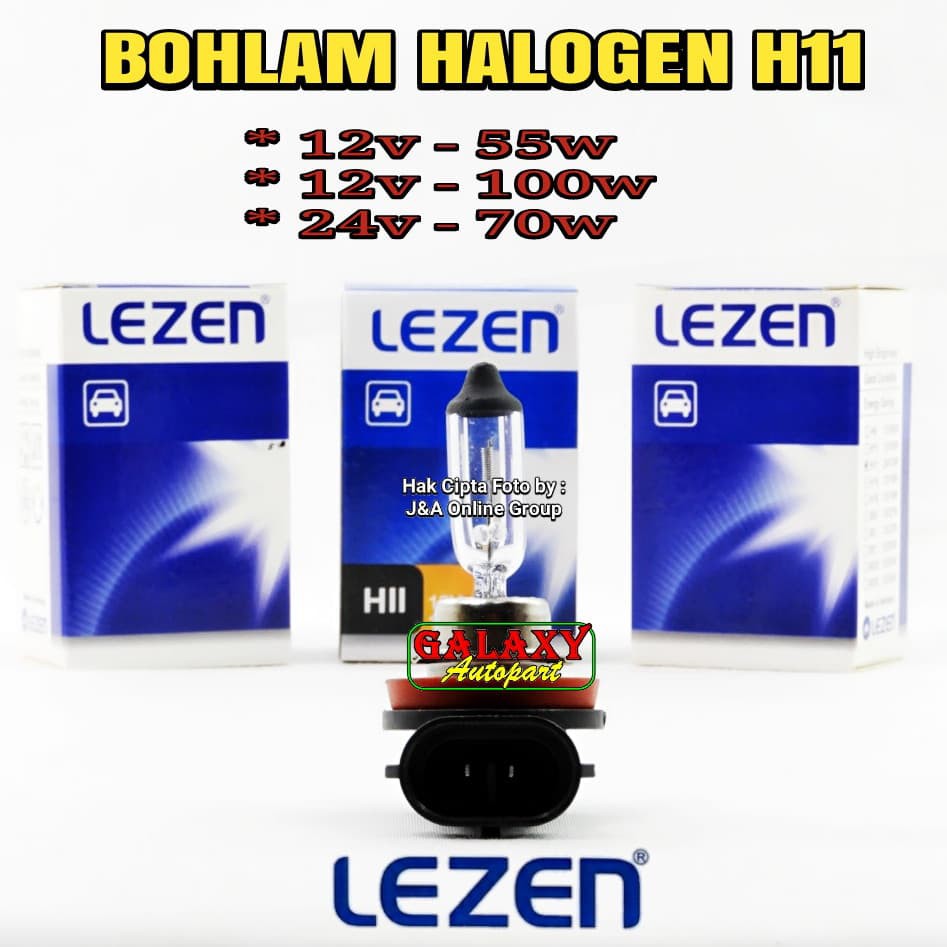 Glx2 * LEZEN Original - H11 12v / 24v - Lampu Bohlam Halogen Glass - Satuan Pcs