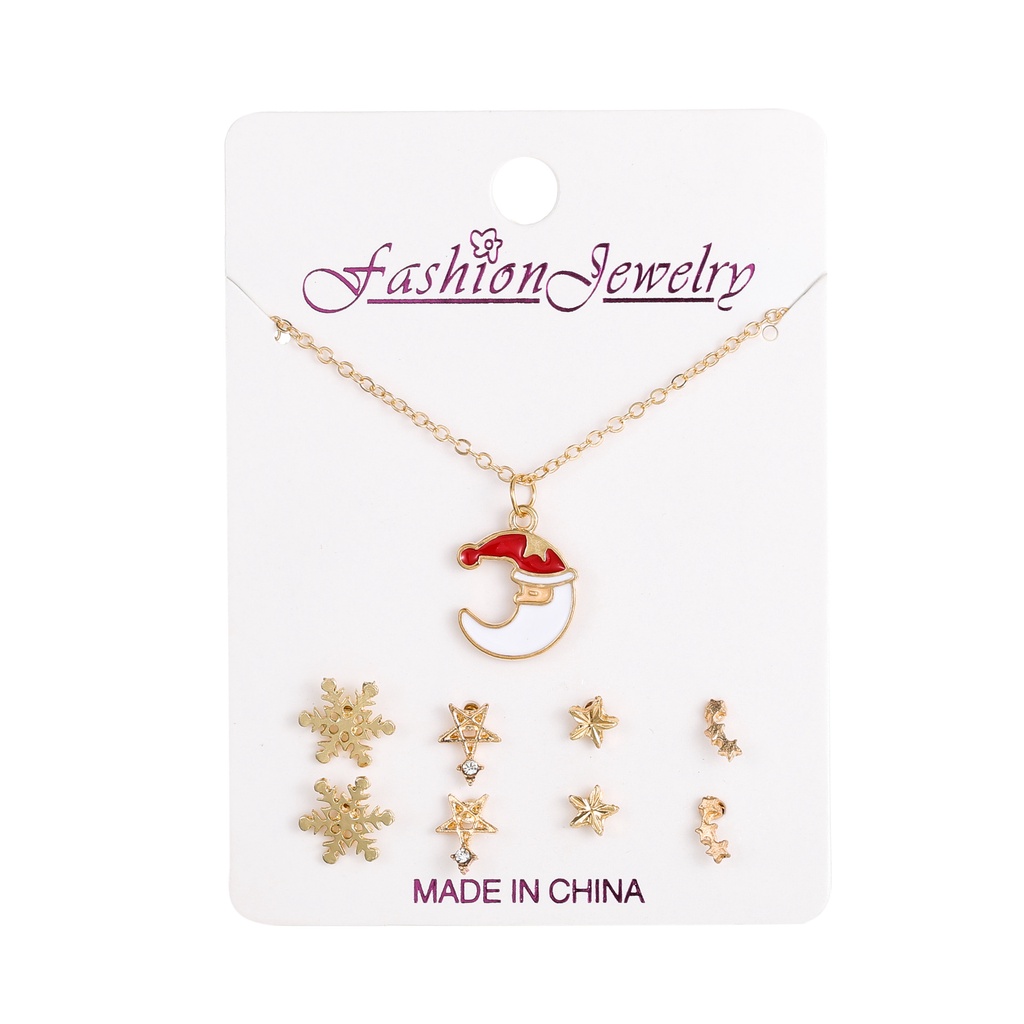 Set Kalung Rantai Dan Anting Gaya Korea Untuk Natal