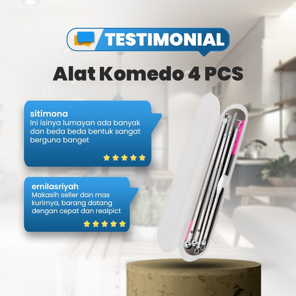 Pinset Komedo Jerawat set 4 pcs Pinset Komedo Jerawat Set Stainless Anti Karat Alat Pencabut Komedo 4 in 1