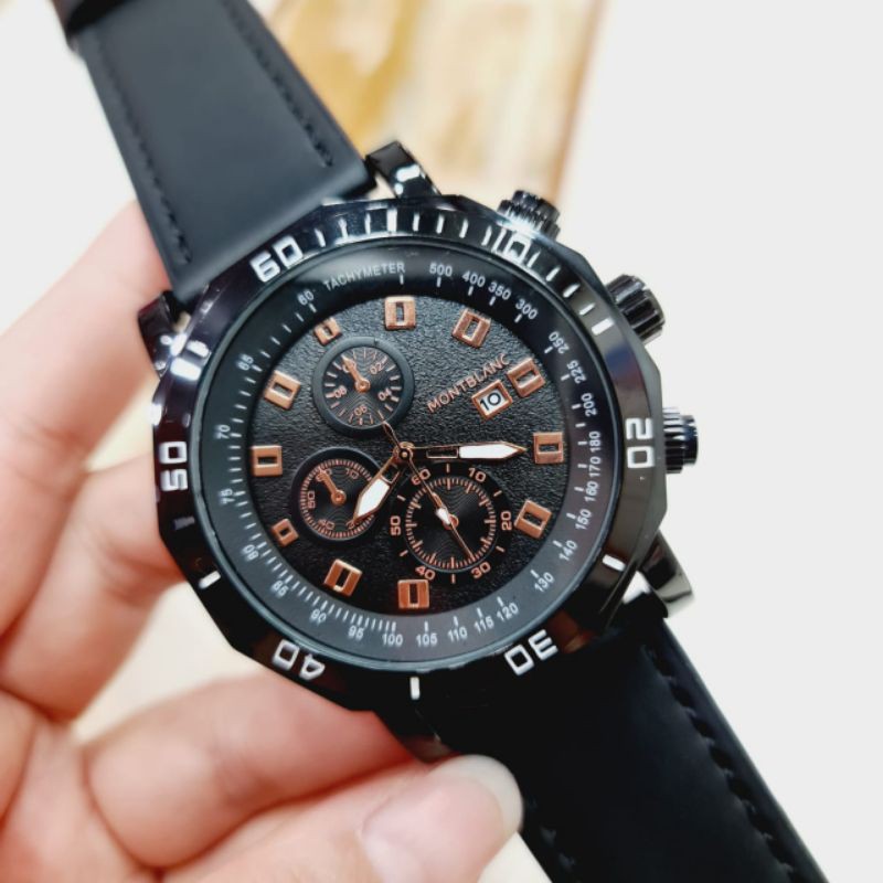 [3 WARNA] Jam Tangan Pria Montblanc Chrono Variasi Kulit