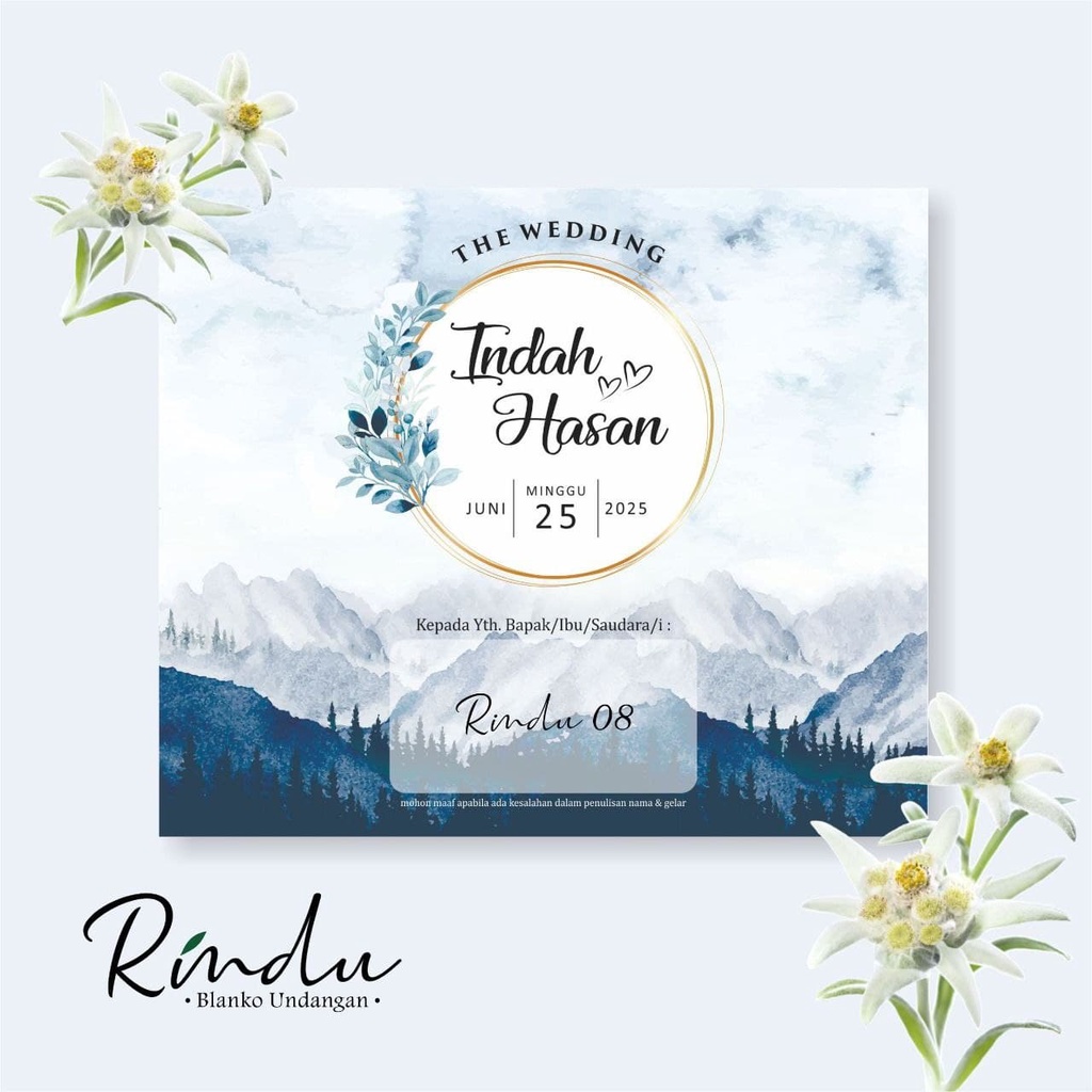 BLANGKO UNDANGAN RINDU 08 / UNDANGAN KOSONG / FREE FILE SETTING / UNNDANGAN PERNIKAHAN / UNDANGAN KH