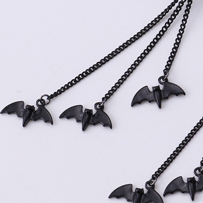 Anting Kait Gantung Panjang Desain Kelelawar Warna Hitam Untuk Dekorasi Halloween