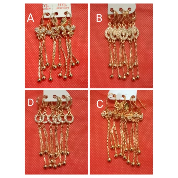 NCi56. Anting xuping wanita lapis emas dgn mata zircon