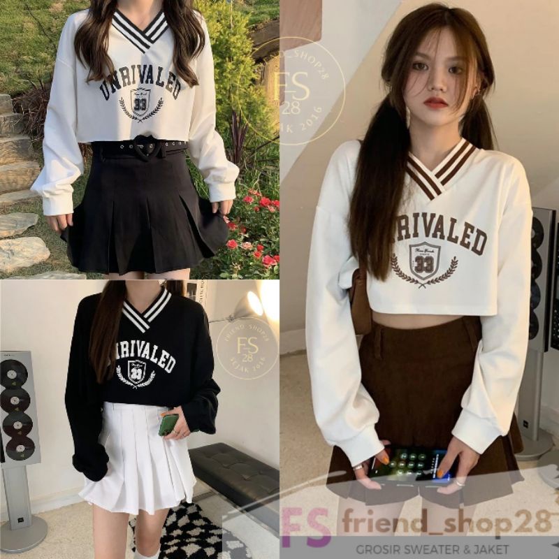 Sweater Crop Unrivaled Sweatshirt | Korean Style Sweatshirt | Pakaian Wanita | Bahan Fleece Tebal Dan Lembut | allsize