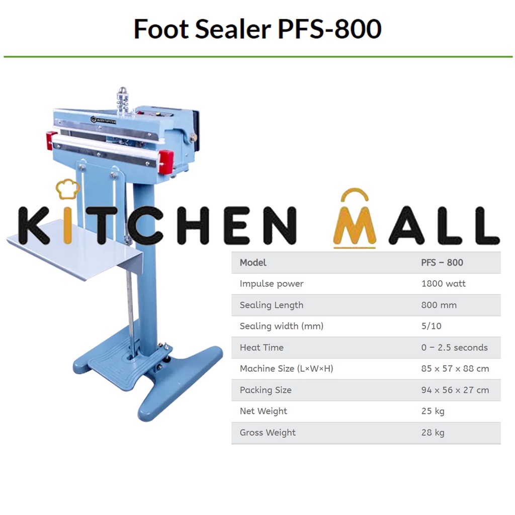 WIRAPAX PFS-800 FOOT SEALER / MESIN PENYEGEL PLASTIK WIRATECH