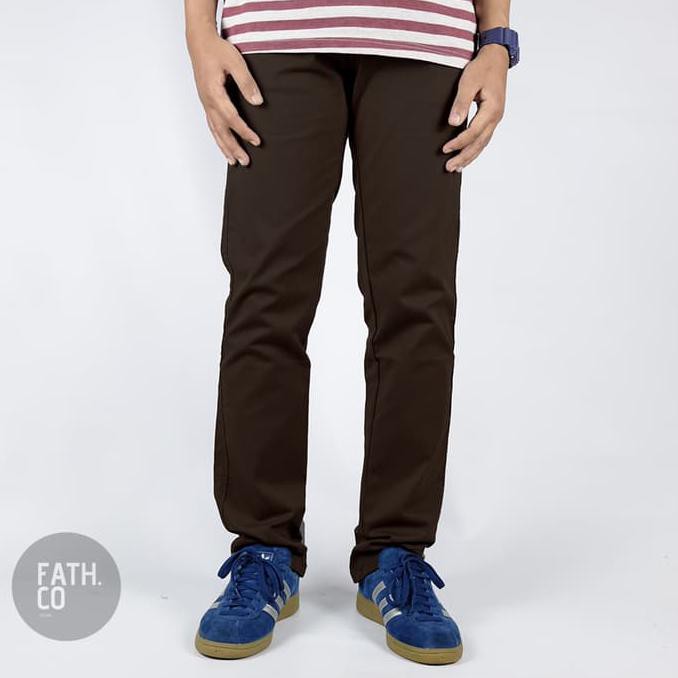 Celana Chino Panjang Pria Slimfit - Coklat Tua Akalipa