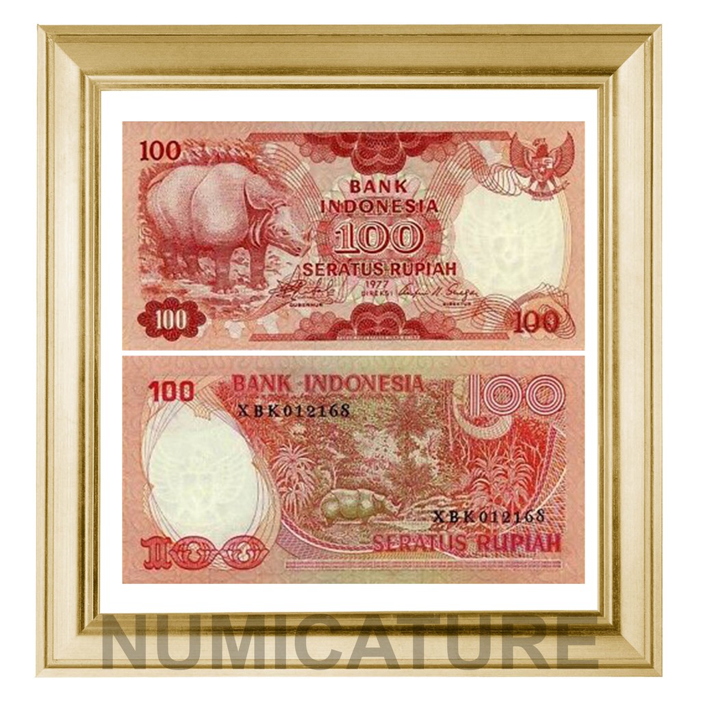 Uang Kuno 100 Rupiah Badak Tahun 1977 Original Asli