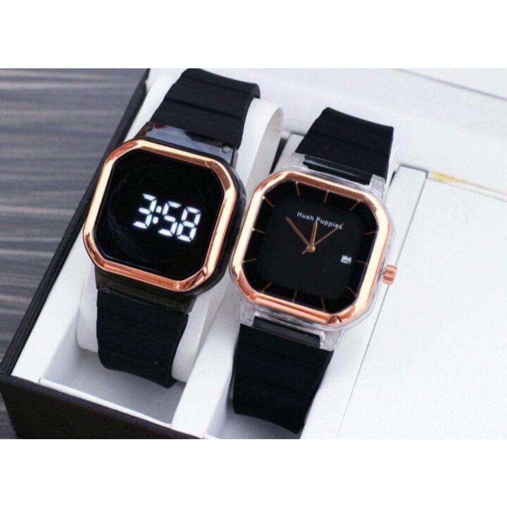 BISA COD PROMO BELI 1 GRATIS 1 JAM TANGAN COUPLE PASANGAN PRIA WANITA COWOK CEWEK STRAP RUBBER