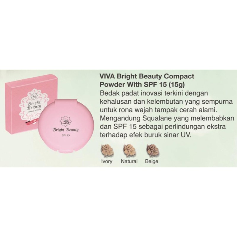 ✿ELYSABETHME✿ (🆅🅸🆅🅰) Viva bedak padat bright pink compact powder warna natural cocok untuk dewasa remaja ke sekolah kantor kampus