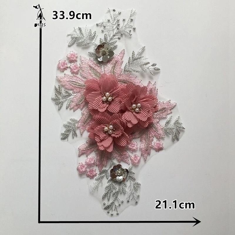 3D Flower Pearl Embroidery Lace, Impor