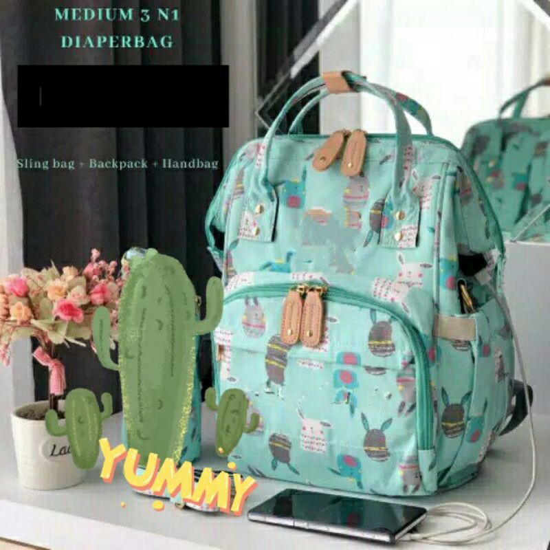 Tas Bayi Original Anello Motif Edition 3 in 1 Diaper Bag Baby Bag Backpack