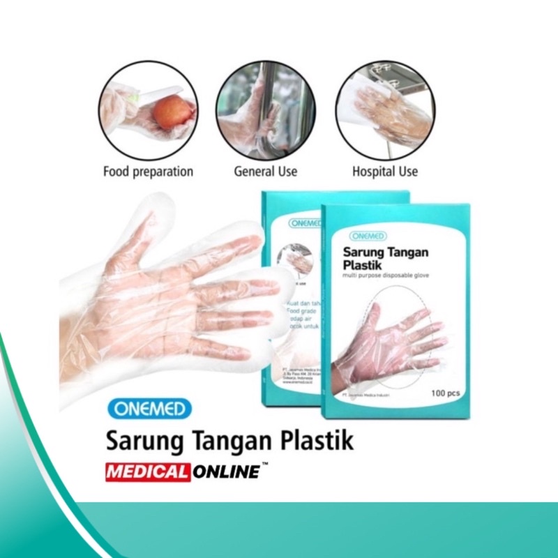 SARUNG TANGAN PLASTIK ONEMED MEDICALONLINE MEDICAL ONLINE