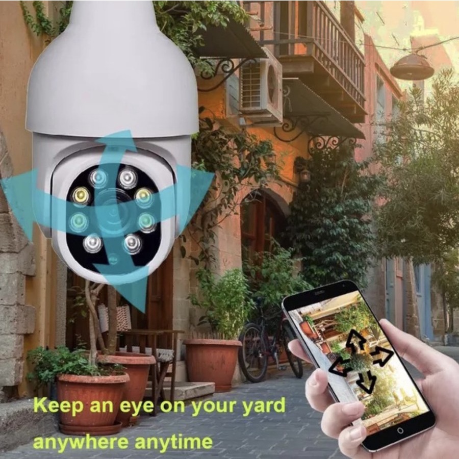 KAMERA CCTV LAMPU TANPA WIFI OUTDOOR 360 DERAJAT BOHLAM BISA SAMBUNG HP JARAK JAUH SPY CAM JS155