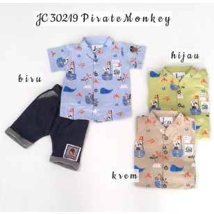 Baju Setelan Bayi Laki-Laki JC30218 Motif London Umur 3 4 5 6 7 8 9 Bulan
