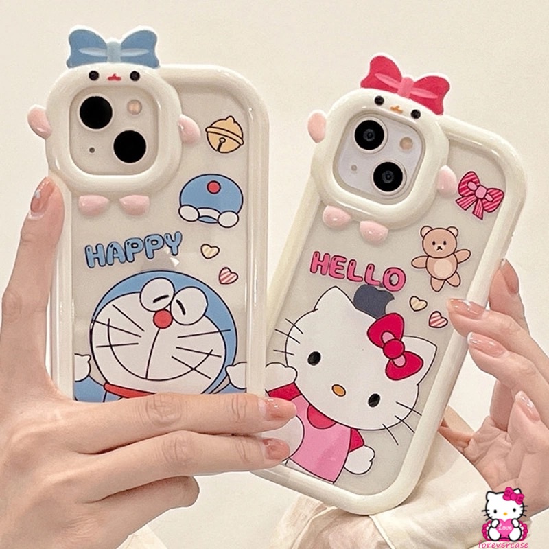 Soft Case Bumper Motif Kartun Hello Kitty Doraemon Untuk IPhone 7 8 Plus 13 11 12 Pro MAX 6 6S XR X XS MAX SE 2020