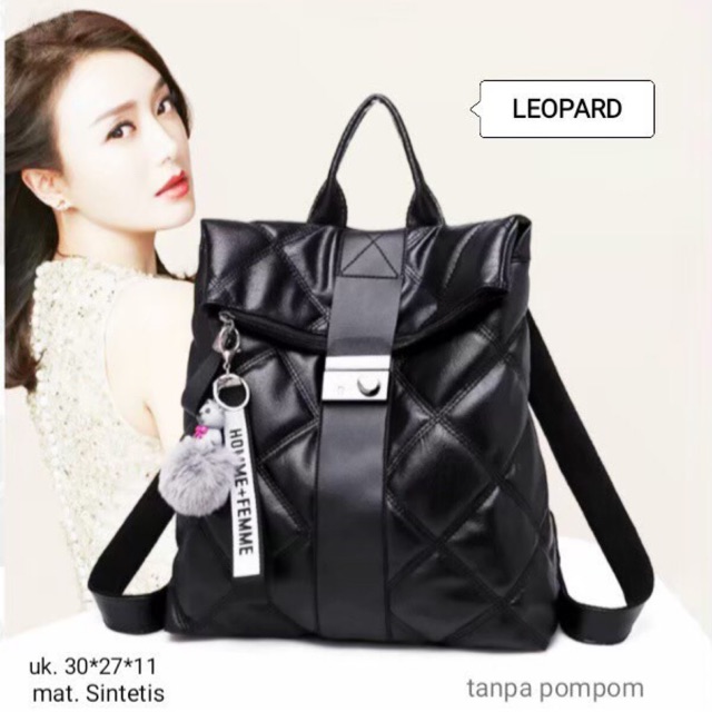 Tas Ransel Kulit Jait Pattern DAVICHI-KEYCODE /tas KW super /tas kulit imitasi