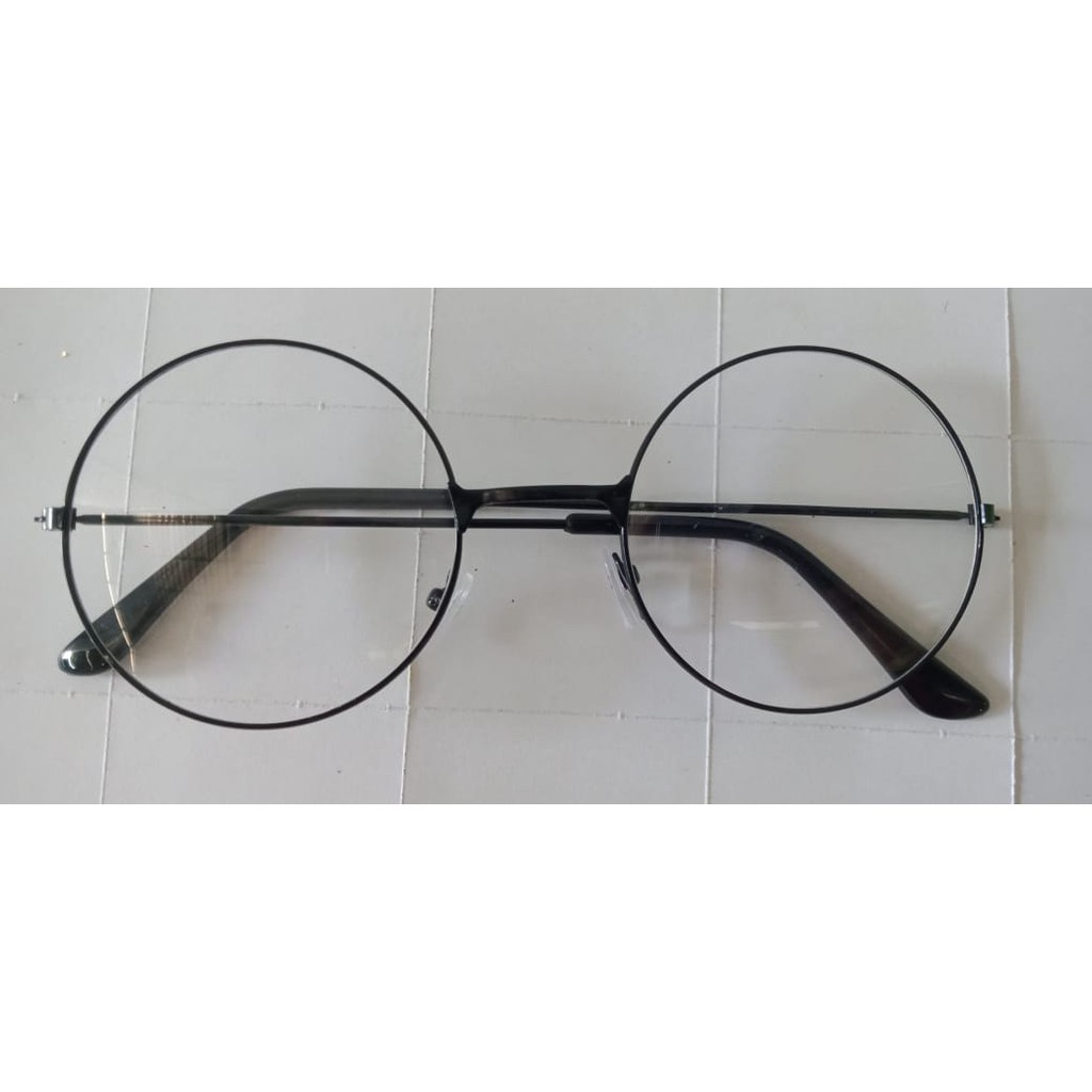 INDOMINI R092 Kaca Mata Bulat Oval Design Fashion Korea Pria/Wanita Kacamata Optik Frame Sunglasses-HITAM