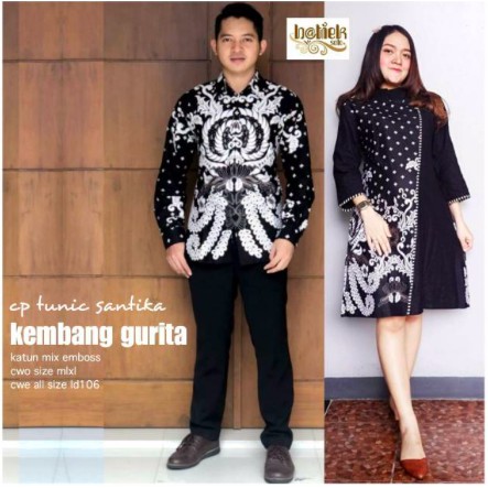 Tunik Sekartaji Tunic Batik Cantik Hitam Sogan Asli Solo Seragam Katun Halus Kantor Kerja JUMBO XXXL