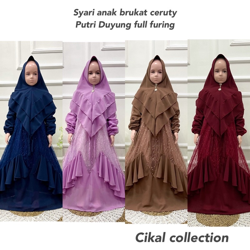 Set gamis anak BRUKAT PUTRI DUYUNG ceruty full furing