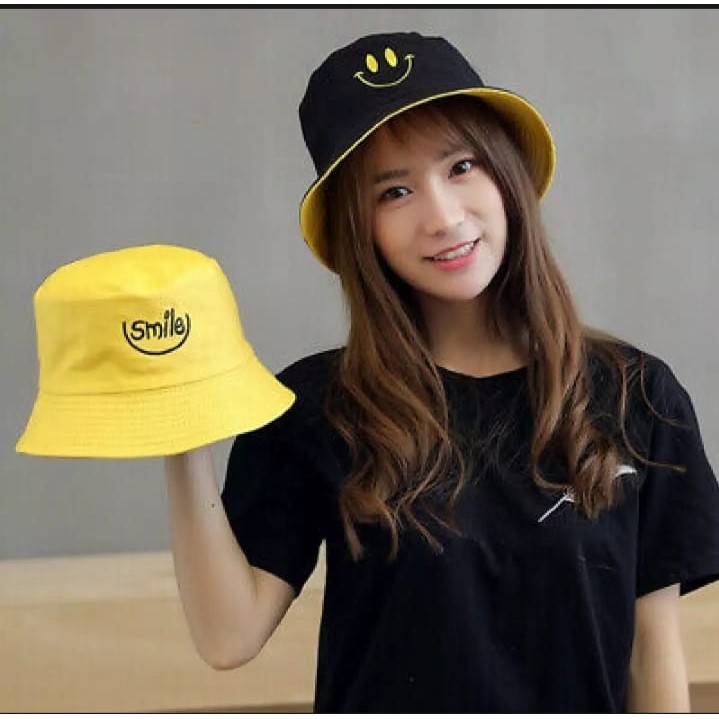 Topi Bucket Pria Dan Wanita Original Import Smile