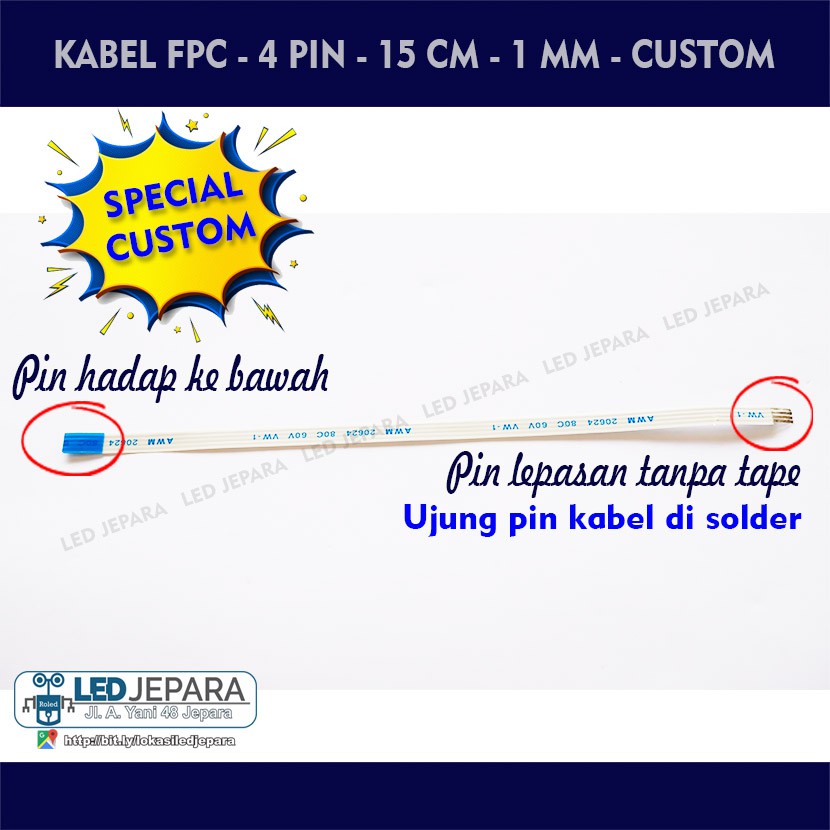 Kabel Flexible 4 Pin 15 CM Lebar 5MM Custom Solder