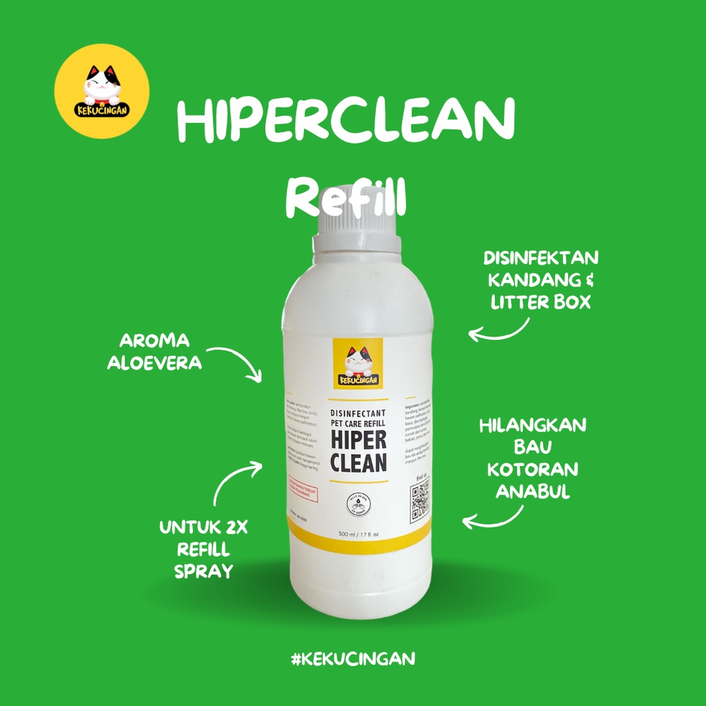 HIPERCLEAN REFILL Desinfektan Penghilang Bau Kotoran Anjing Kucing 500 ml