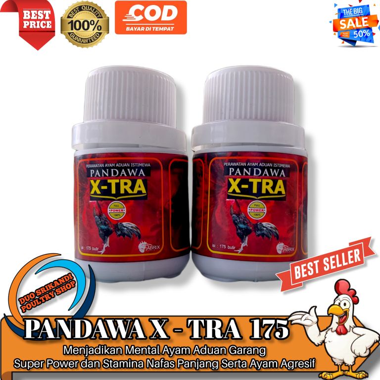 Pandawa X Tra isi 175 Pill Jamu Ayam Laga Agresif Mental Garang Dan full Power