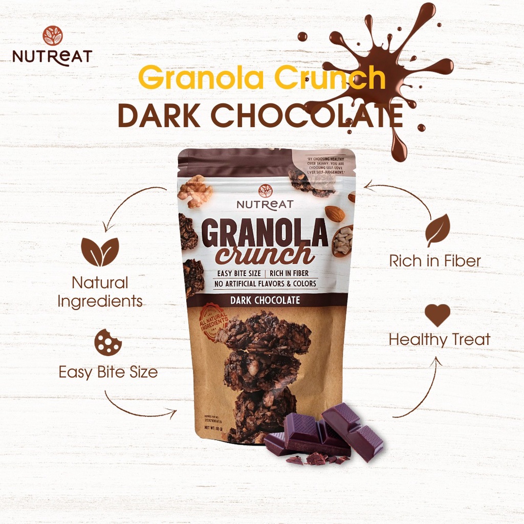 NUTREAT GRANOLA CRUNCH 100GR DARK CHOCOLATE HONEY | SNACK CEMILAN SEHAT