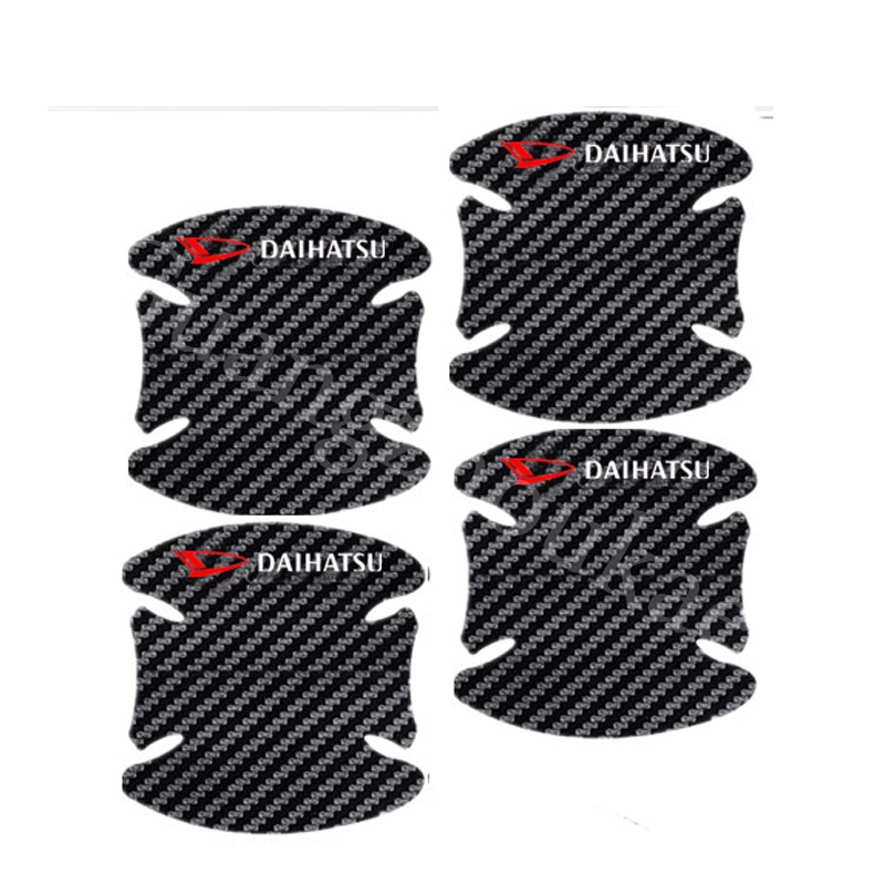 4/8Pcs Untuk Daihatsu Stiker Pelindung Handle Pintu Mobil Anti Gores Bahan Carbon Fiber Logo Rocky Xenia Taruna Ceria