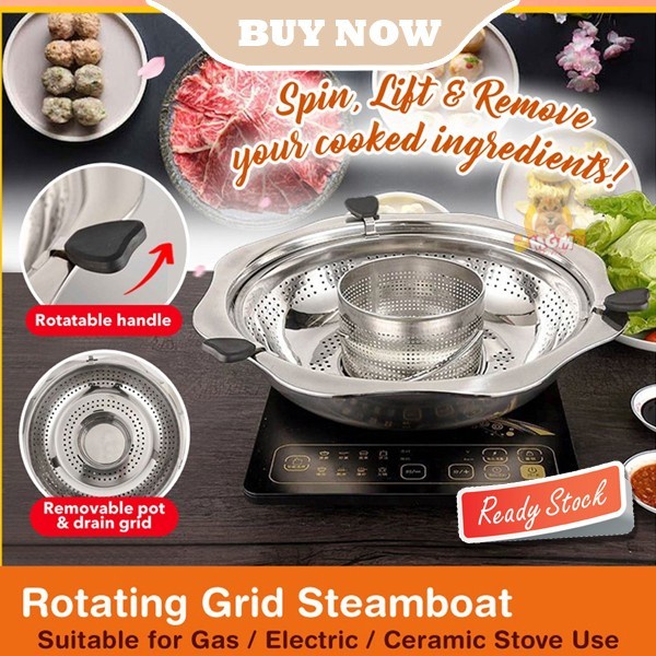 Panci Shabu Shabu automatis 34CM Suki Shabu2 putar praktis rotating