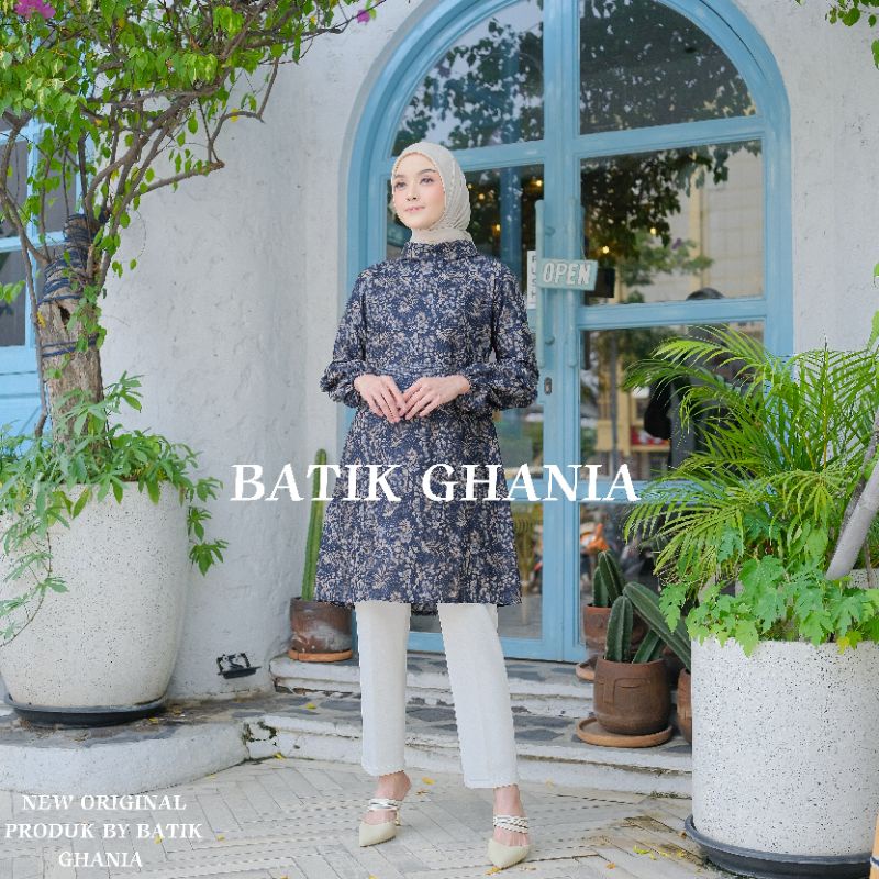 TUNIK BATIK WANITA ATASAN BATIK WANITA LENGAN PANJANG MOTIF TUNIK JAIZ BALON