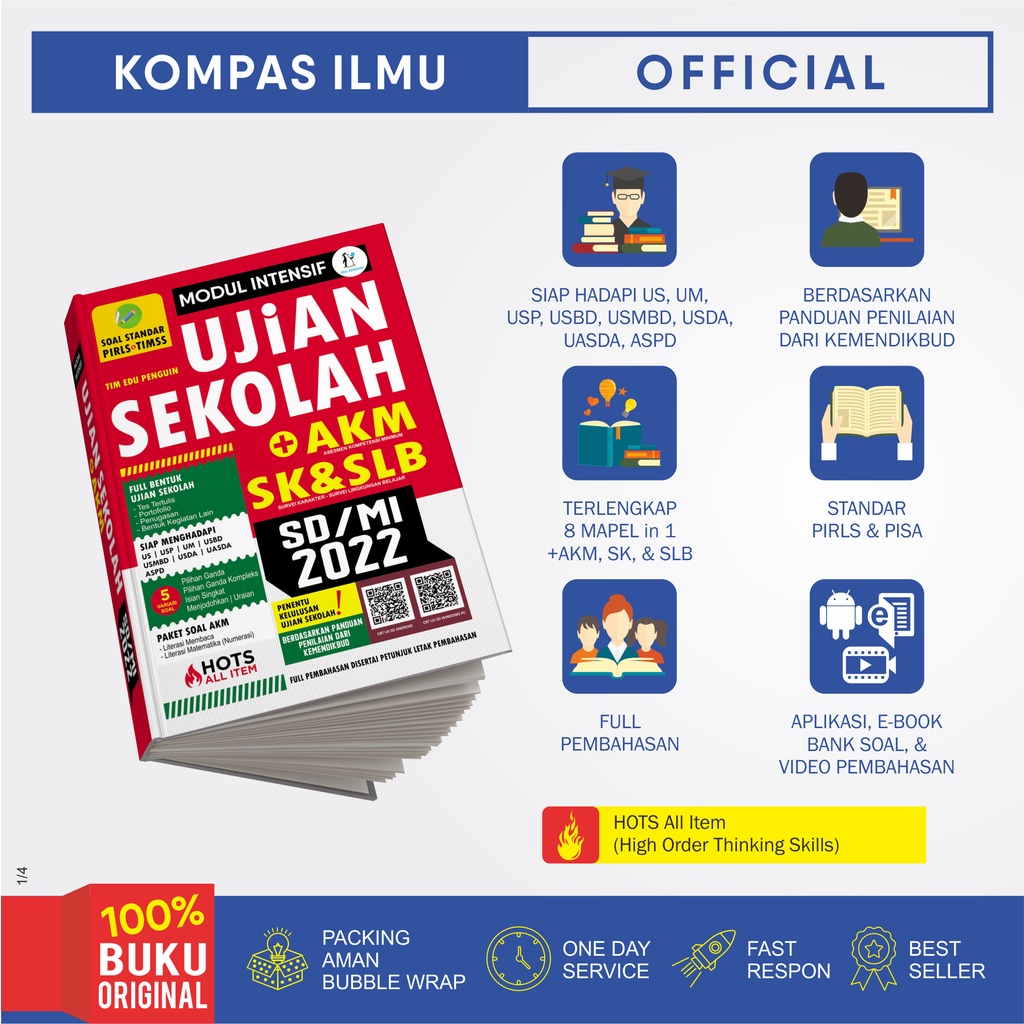 Buku MODUL INTENSIF UJIAN SEKOLAH + AKM SD/MI 2022 (Edu Penguin)