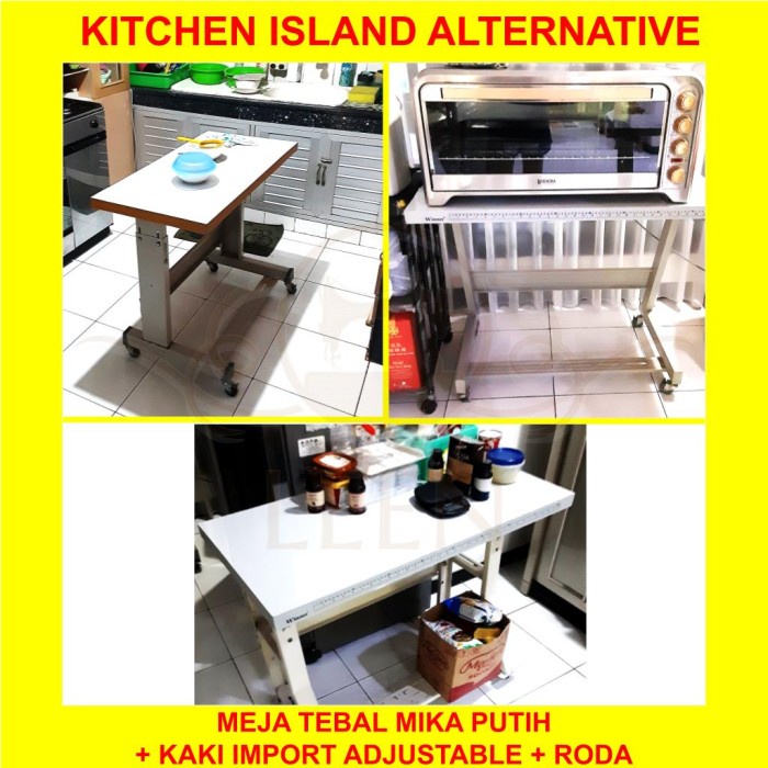 Meja Dapur Serbaguna Kitchen Island Adjustable + Roda Mesin Jahit LEEN