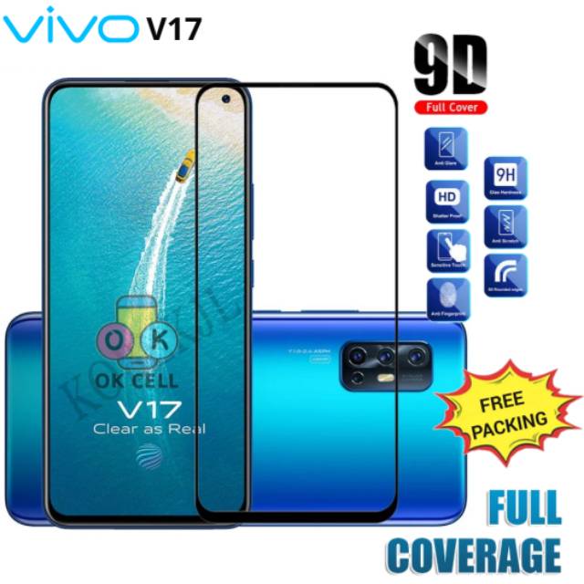 Tempered Glass 5D 9D Full Cover Vivo V17 TG Anti Gores Layar Kaca Guard Screen Protector Premium