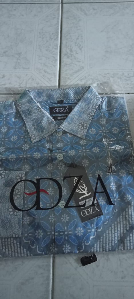Odza Hem Lengan Panjang Pria Modern Slimfit Sogan Katun Berkualitas Printing Solo Kemeja Batik
