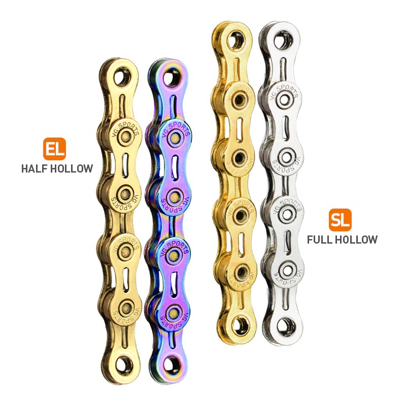 YGRETTE - VG Sports Rantai Sepeda Bicycle Chain Half Hollow 6 7 8 9 10 11 SPEED Rainbow gold Silver