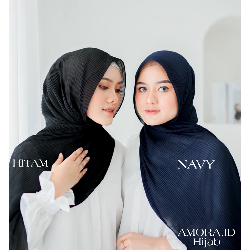 AMORA HIJAB PLISKET BAHAN CERUTY PASHMINA BABYDOLL PREMIUM