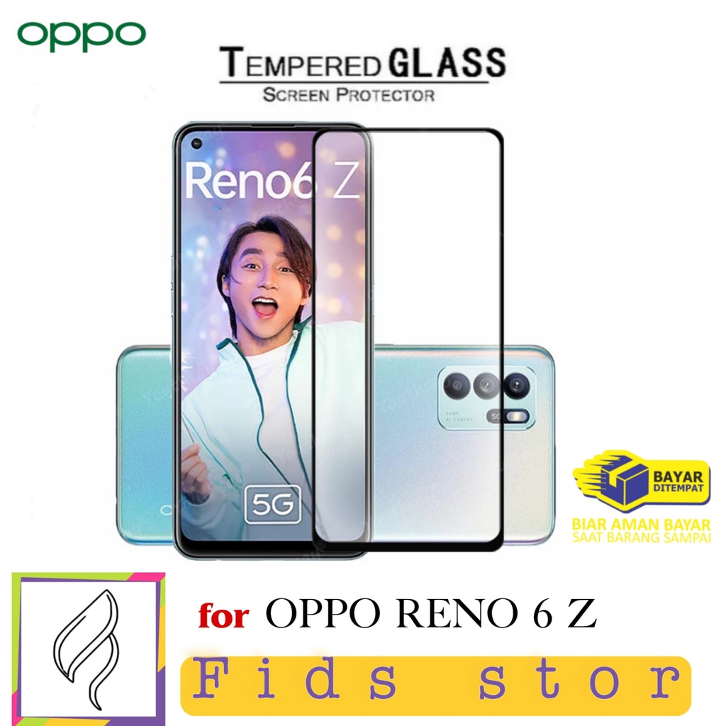 PROMO Tempered Glass OPPO RENO 6z TG Layar FULL COVER Black Premium Screen Protector Anti Gores Kaca