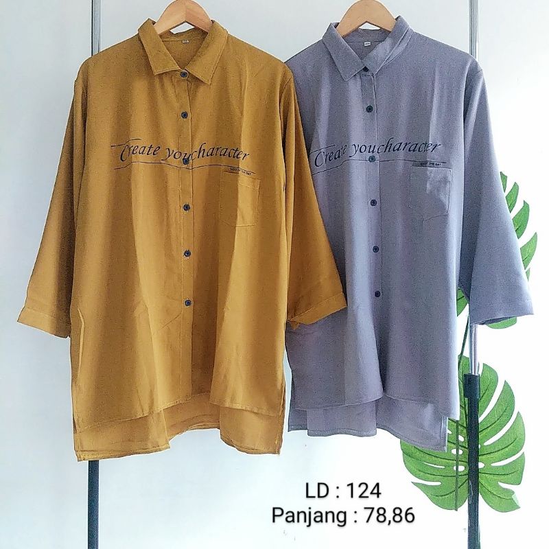 oversized high low shirt kemeja wanita panjang sifon tebal lembut flowy jatuh adem comfy lengan panj