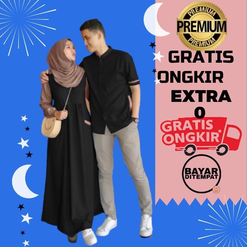 Gamis Baju Muslim Wanita Couple Kondangan Abaya Hitam Dress Korea Busui Pasangan Keluarga Terbaru Re