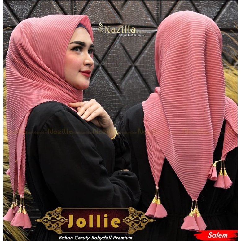 TASSEL JILBAB SEGIEMPAT PLISKET FULL LIDI TASSEL / segiempat plisket tassel KUNCIR JOLLIE NAZILA-TASSEL SEGI4 DUSTY