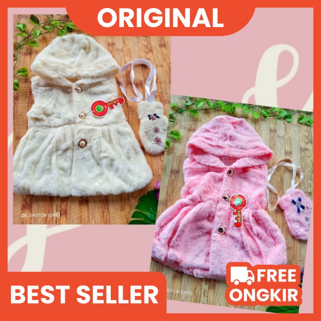 [0-3,5 tahun] JAKET BULU HANGAT ANAK PEREMPUAN IMPORT PREMIUM FREE TAS / MANTEL COAT BULU HALUS HANGAT ANAK CEWEK IMPORT