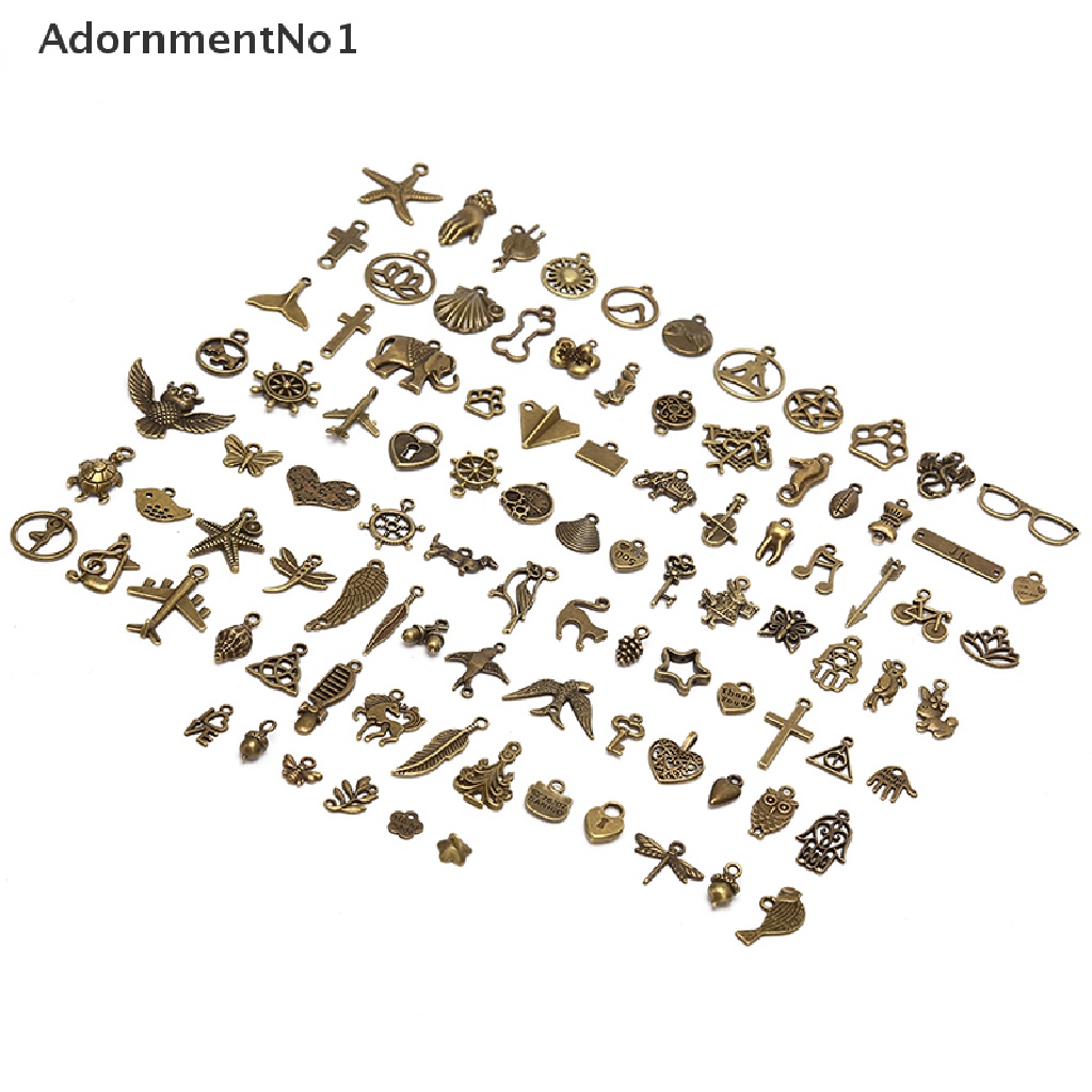 (AdornmentNo1) 100pcs / Set Liontin Salib Motif Hewan Campur Bahan Alloy Untuk DIY Perhiasan Charms