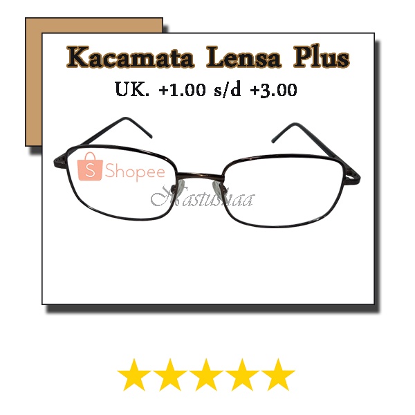 Kacamata Baca Plus (+) Uk. +1.00 s/d +3.00 Unisex Rabun Dekat Frame Besi Pria/Wanita Murah NO CASE