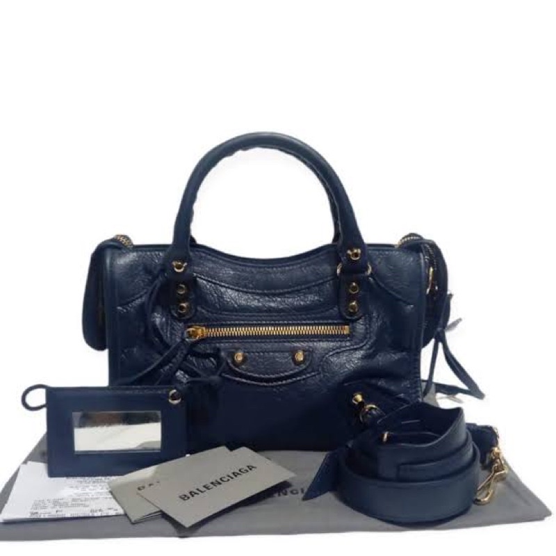 Balenciaga mini city classic navy blue GHW