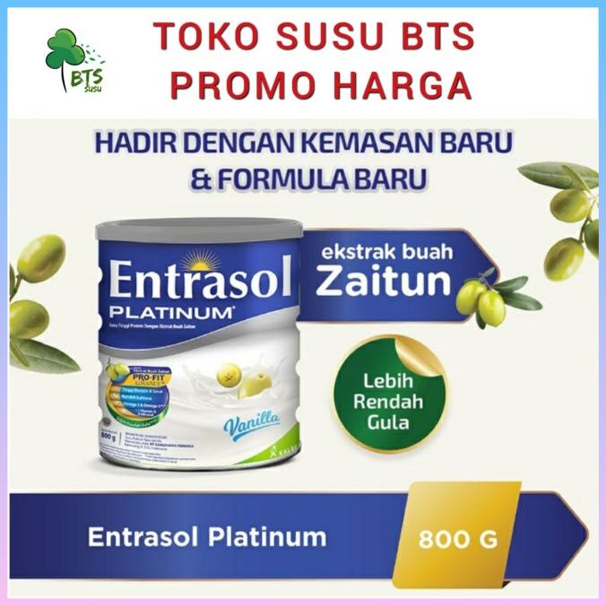 

[COD] Entrasol Platinum Vanila Coklat 800 gram Susu Entrasol lansia Kalbe [COD]