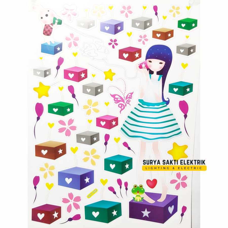 WALL STIKER DINDING GAMBAR PEREMPUAN REMAJA KARTUN HIASAN DINDING