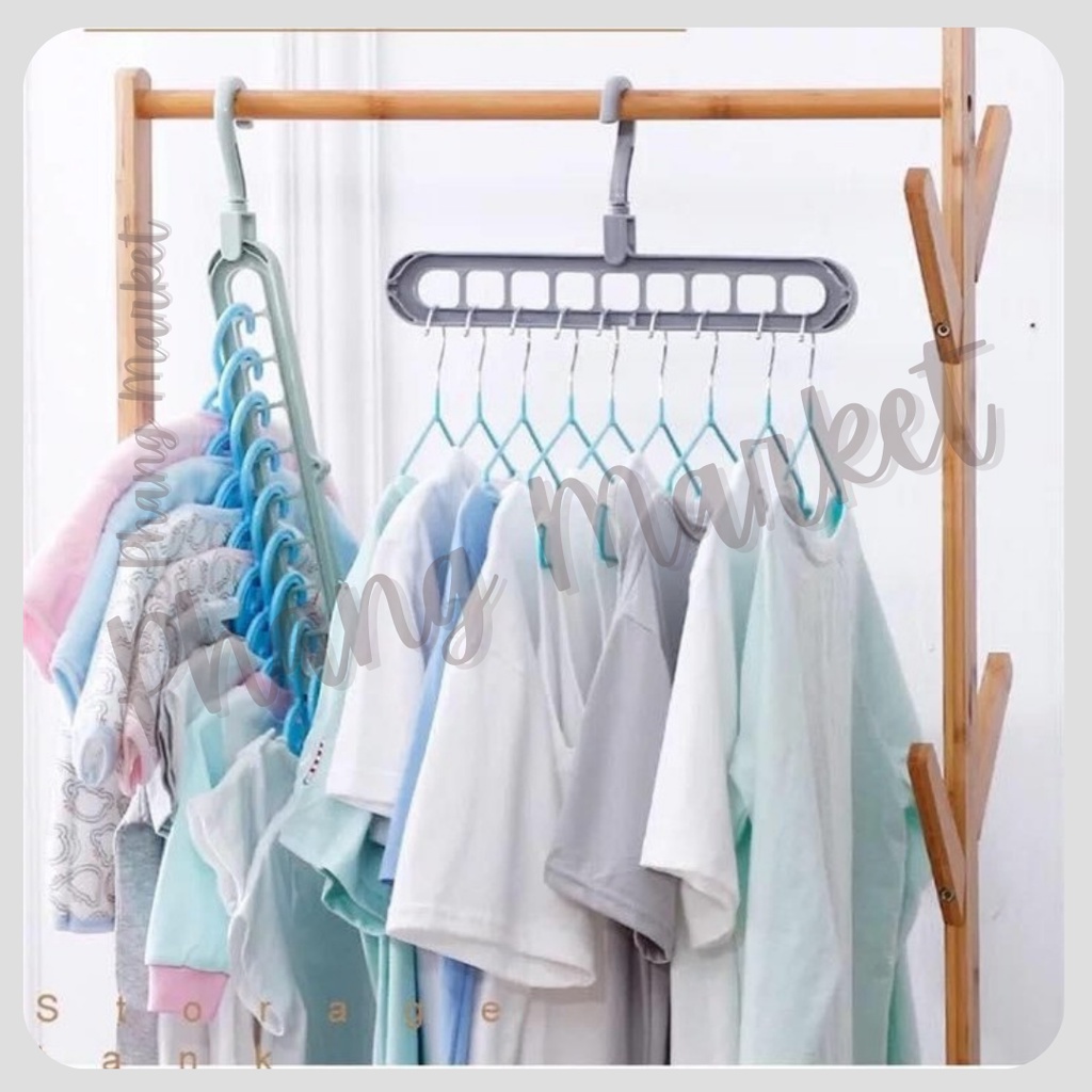 Magic Hanger Gantungan Jemuran Baju Pakaian Multifungsi Serbaguna Instan 9 in 1