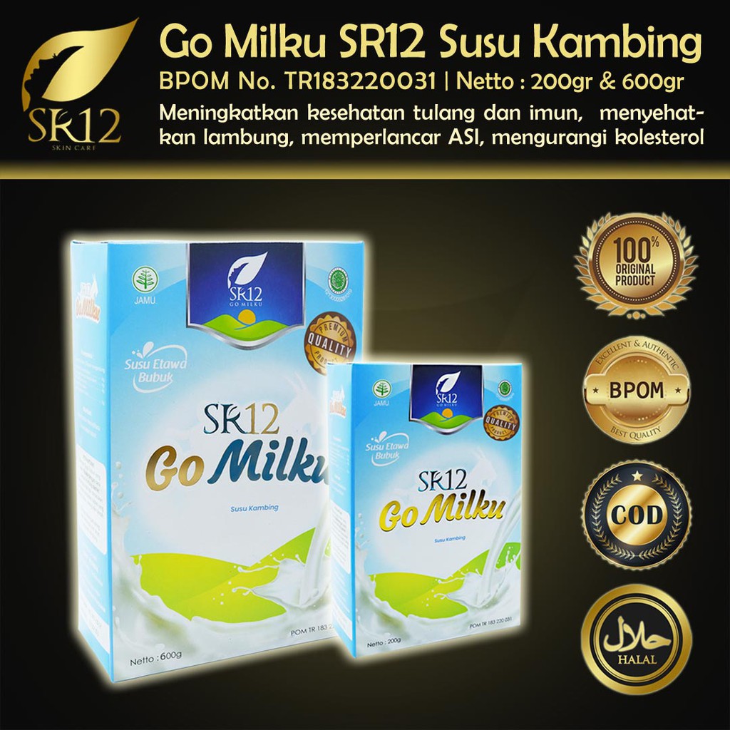 

GoMilku Susu Kambing Etawa Bubuk SR12 Go Milku SR 12 Herbal BPOM